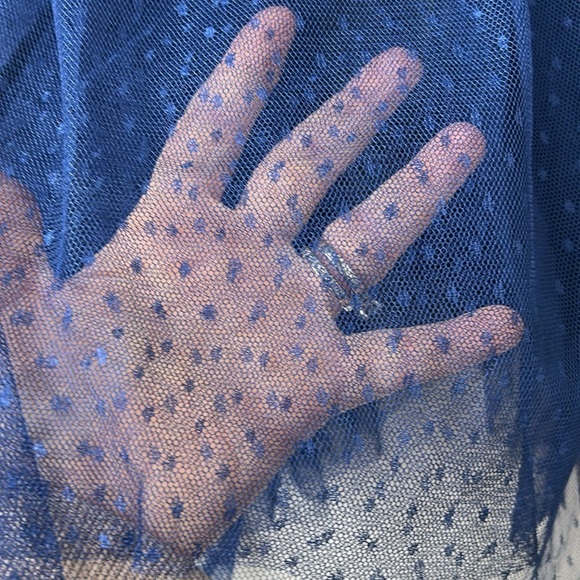 FREE PEOPLE NAVY BLUE EMBROIDERED MESH JOYRIDE SHEER TOP Sz Medium - Picture 12 of 16